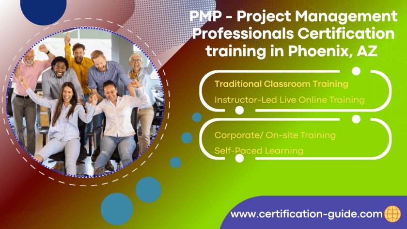 Group of professionals celebrating successful PMP training session with text highlighting PMP